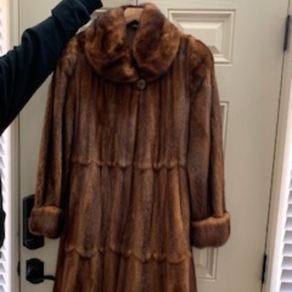 Whiskey/Cognac Mink 3/4 Coat - Picture 1 of 6